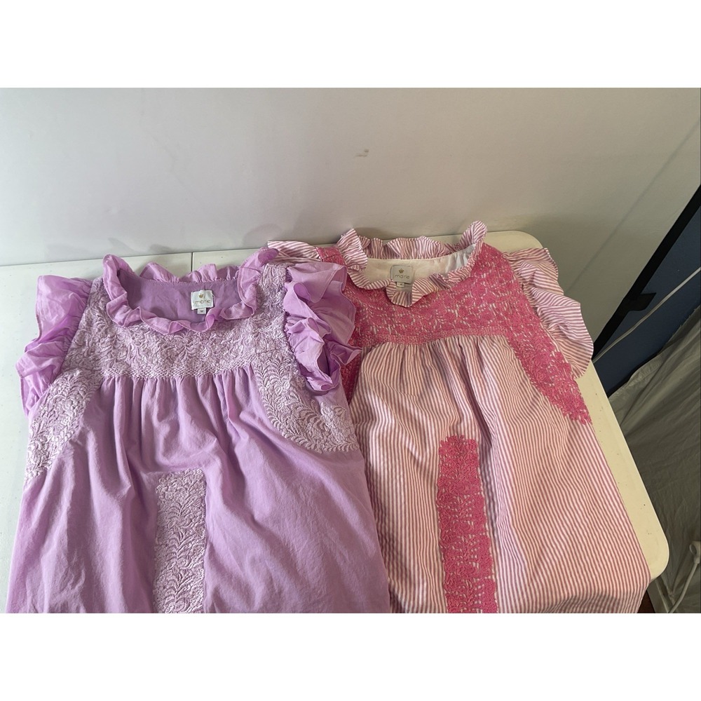 LOT of 2 J. Marie sz MD Embroidered floral flutter sleeve Tops Pink Purple BOHO